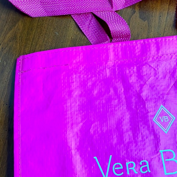 2 Vera Bradley Shopping Totes, fuchsia and white, reusable - Picture 4 of 5